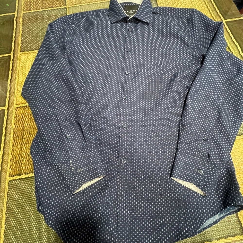 Dark Blue Patterned Dress Shirt